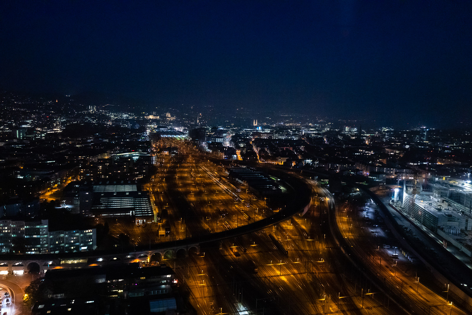 Zurich by Night - seen from Prime Tower Clouds restaurant and event location